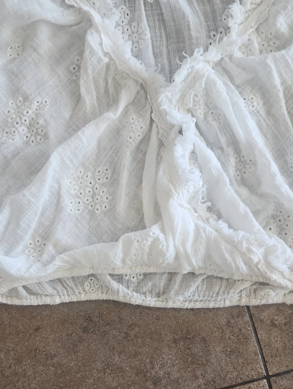 Free People White Eyelet Cropped Blouse